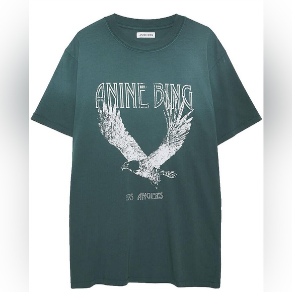 ANINE BING LILI EAGLE WING TSHIRT CHARCOAL GREY GRAY SIZE L LARGE TEE T-SHIRT - Picture 2 of 4